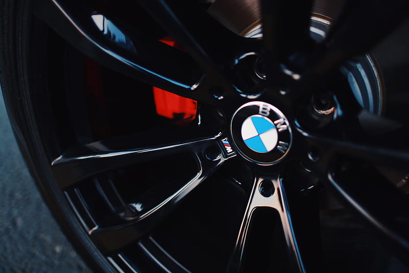 black BMW 5-spoke vehicle wheel with tire, HD wallpaper