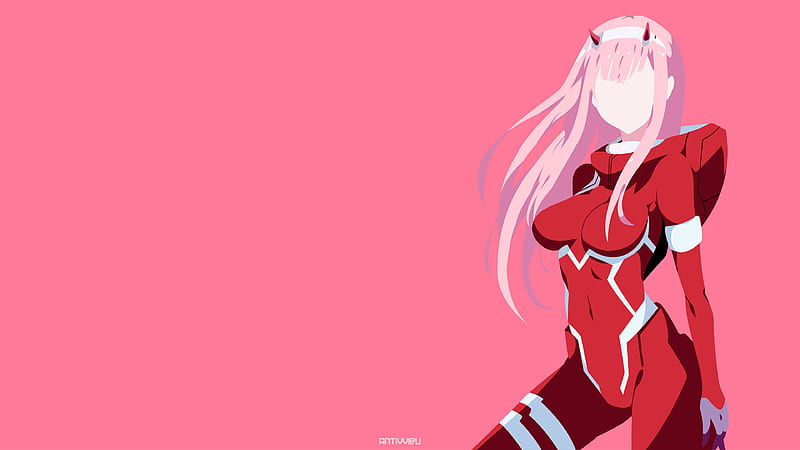 darling in the franxx zero two on side with red dress wtih background of rose anime, HD wallpaper