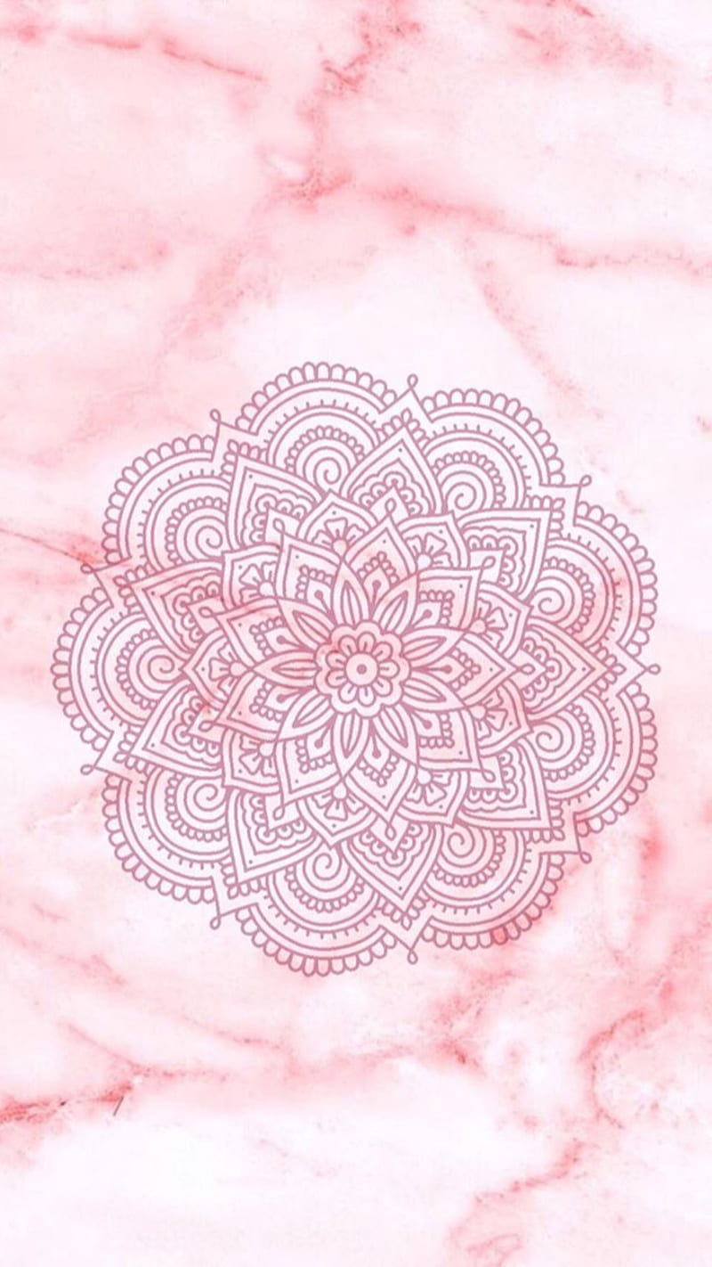 Mandala, cute, desenho, marble, pink, pretty, HD phone wallpaper