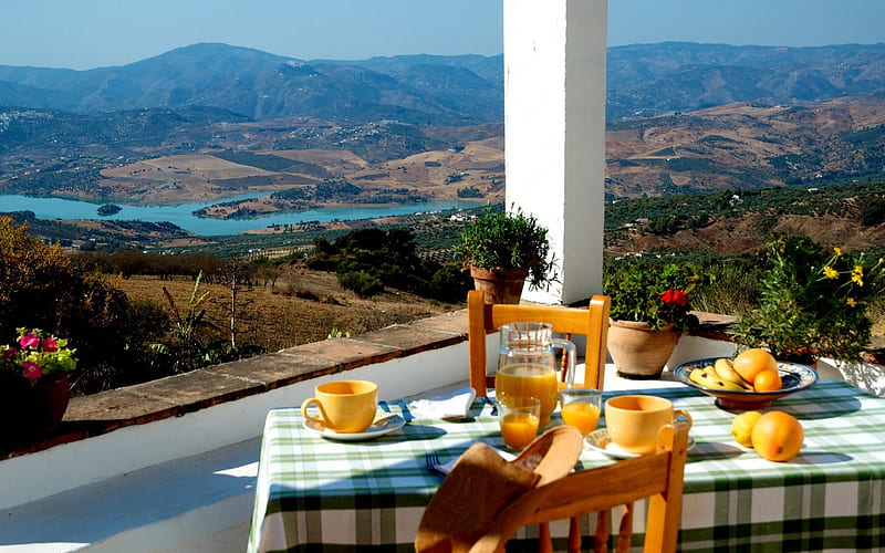 BREAKFAST is READY!, rest, house, view, relax, view from front terrace casa rosina, terrace, HD wallpaper