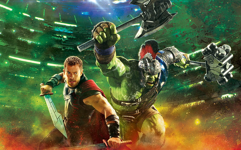 Hulk And Thor In Ragnarok, thor-ragnarok, thor, hulk, movies, superheroes, HD wallpaper