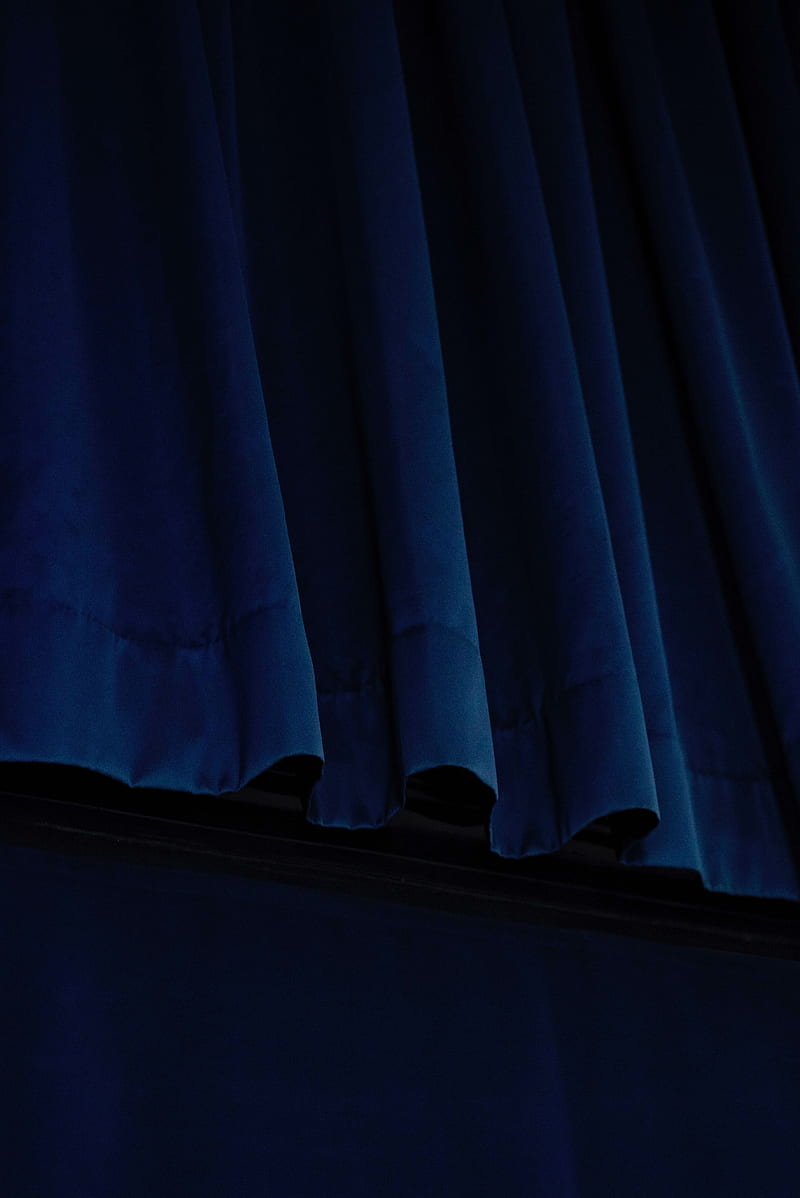 curtains, fabric, texture, blue, dark, HD phone wallpaper