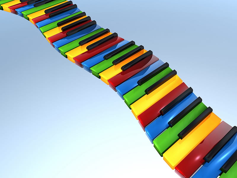 3D Piano Keyboard, keys, music, colors, rainbow, abstract, piano, 3d, color, keyboard, HD wallpaper