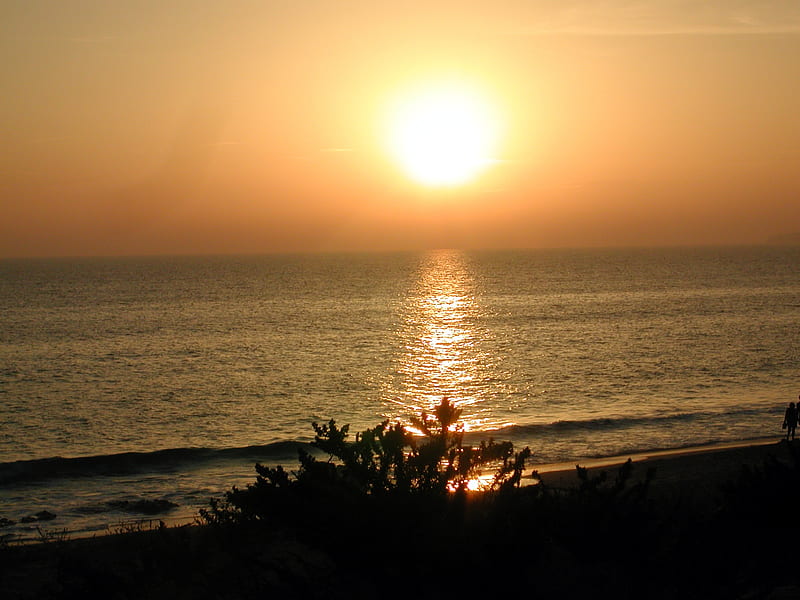 Sunset at Salgados Algarve, beach, calm, sunset, Algarve, HD wallpaper