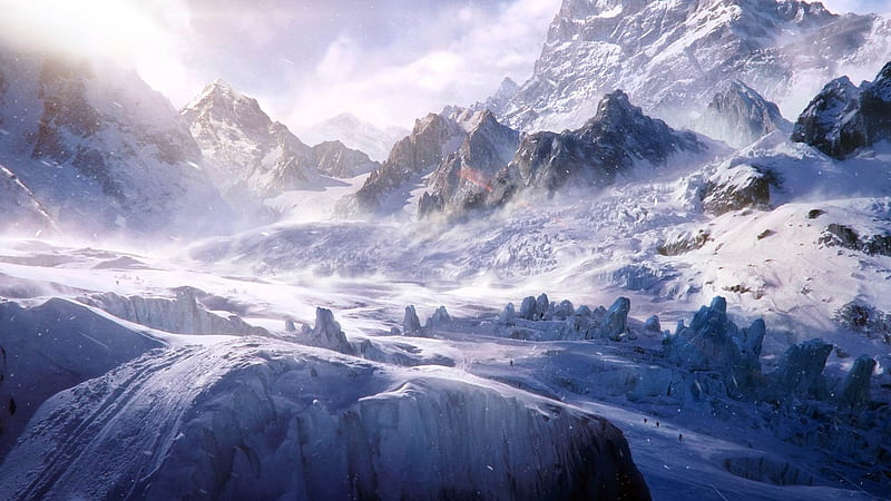 White snow mountains top-winter scenery, HD wallpaper