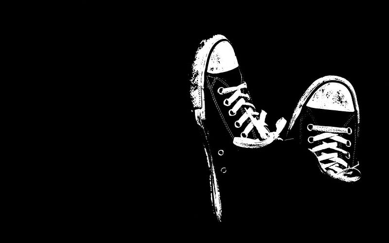 sneakers, black, white, other, HD wallpaper