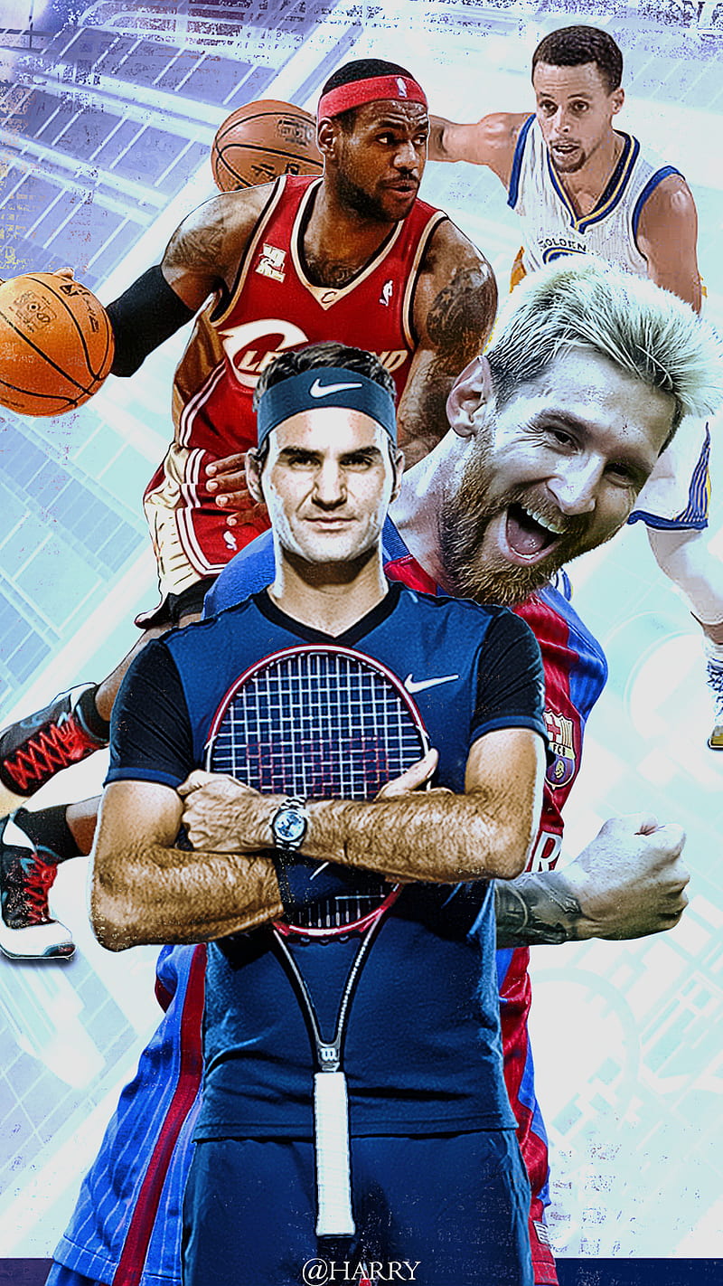 Messi James Curry, basketball, federer, lebron, soccer, tennis, HD phone  wallpaper | Peakpx