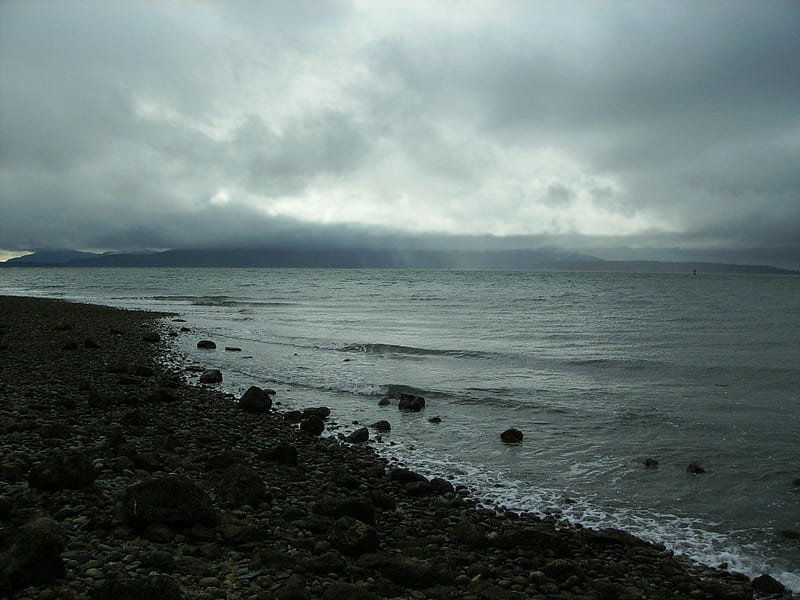Puget Sound, beach, gray, pacific northwest, washington, rocky, HD wallpaper