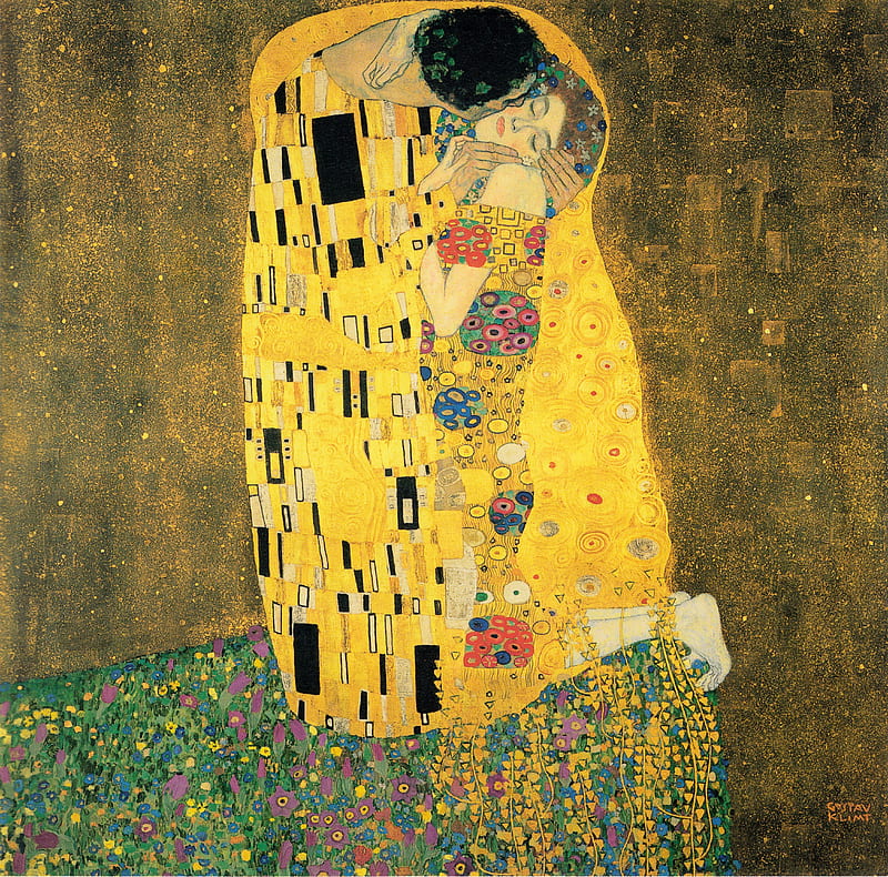 Gustav Klimt - The Kiss, lovers, art, gustav klimt, love, painting, the kiss, HD wallpaper