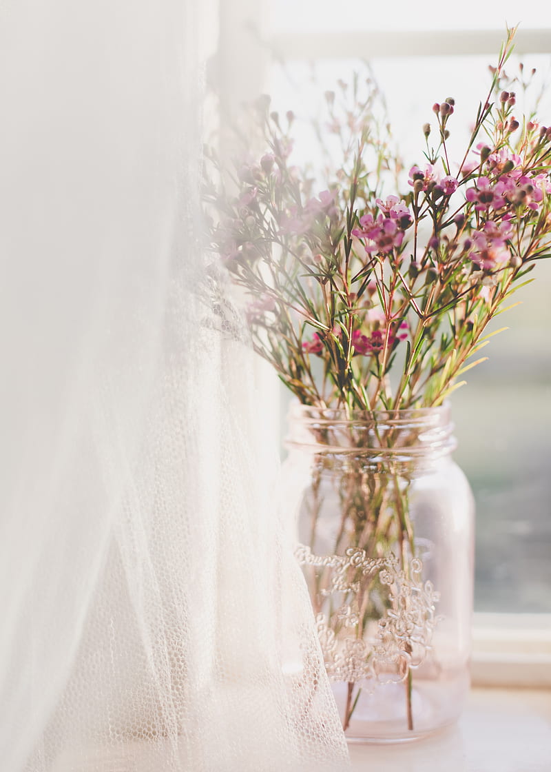 flowers, bouquet, pink, vase, window, HD phone wallpaper