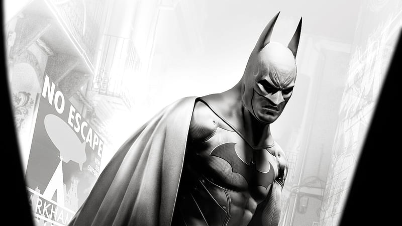 Batman In Batman Arkham Knight, batman, batman-arkham-knight, superheroes, artist, artwork, digital-art, monochrome, black-and-white, HD wallpaper