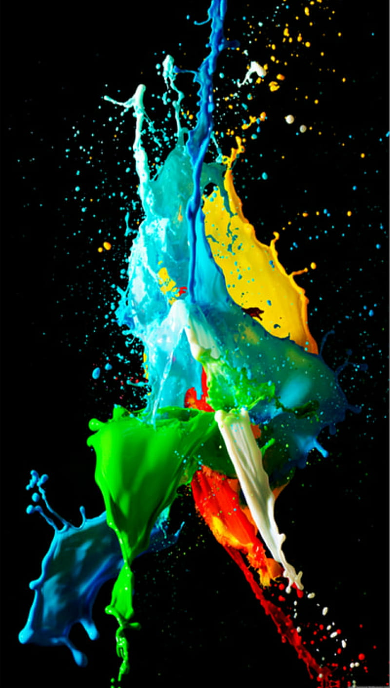 Color Splash, colorful, liquid, oled, HD phone wallpaper