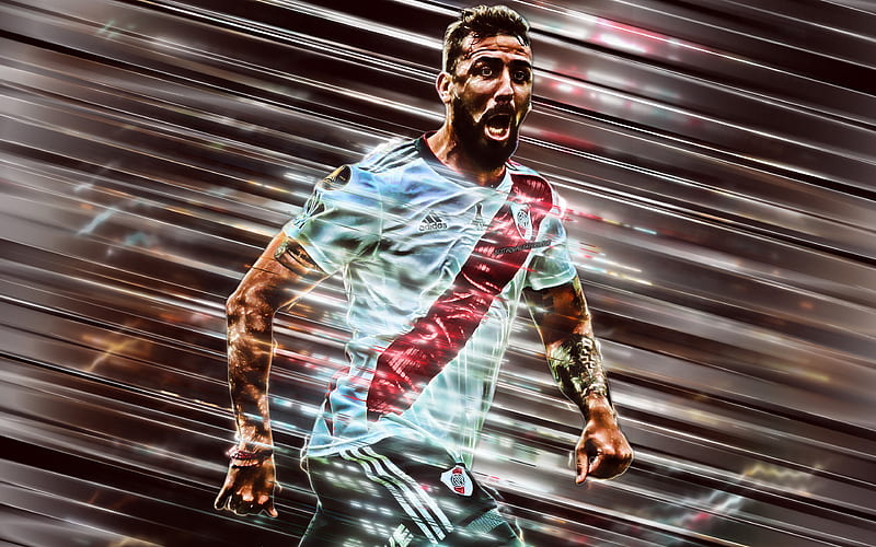 Lucas Pratto, River Plate FC, Argentine footballer, striker, portrait, goal, art, Argentina, football, Pratto, HD wallpaper