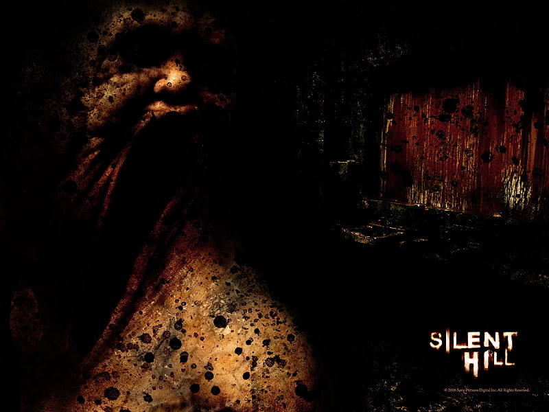 Silent Hill, red, silent, video game, game, horror, video, face, hill, bloody, window, shadow, black, blood, horror game, darkened, dark, HD wallpaper