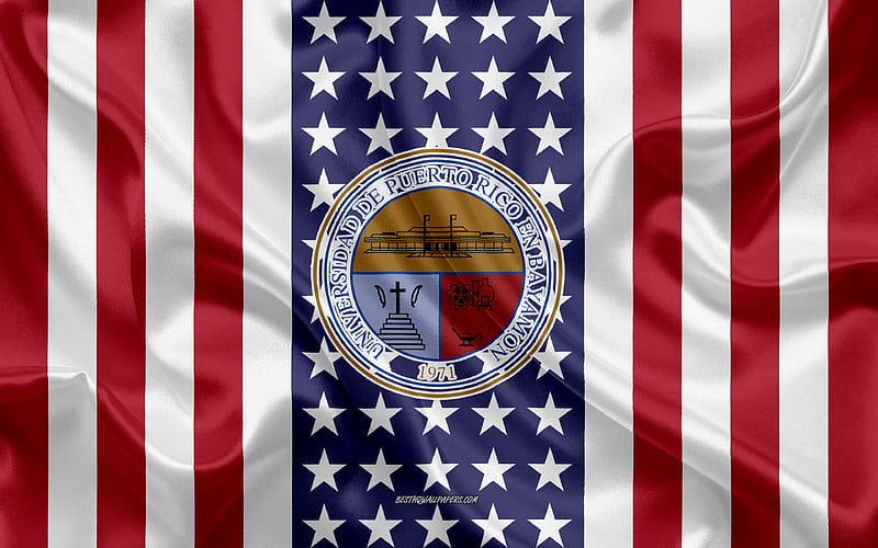 University of Puerto Rico at Bayamon Emblem, American Flag, University of Puerto Rico at Bayamon logo, Bayamon, Puerto Rico, USA, University of Puerto Rico at Bayamon, HD wallpaper