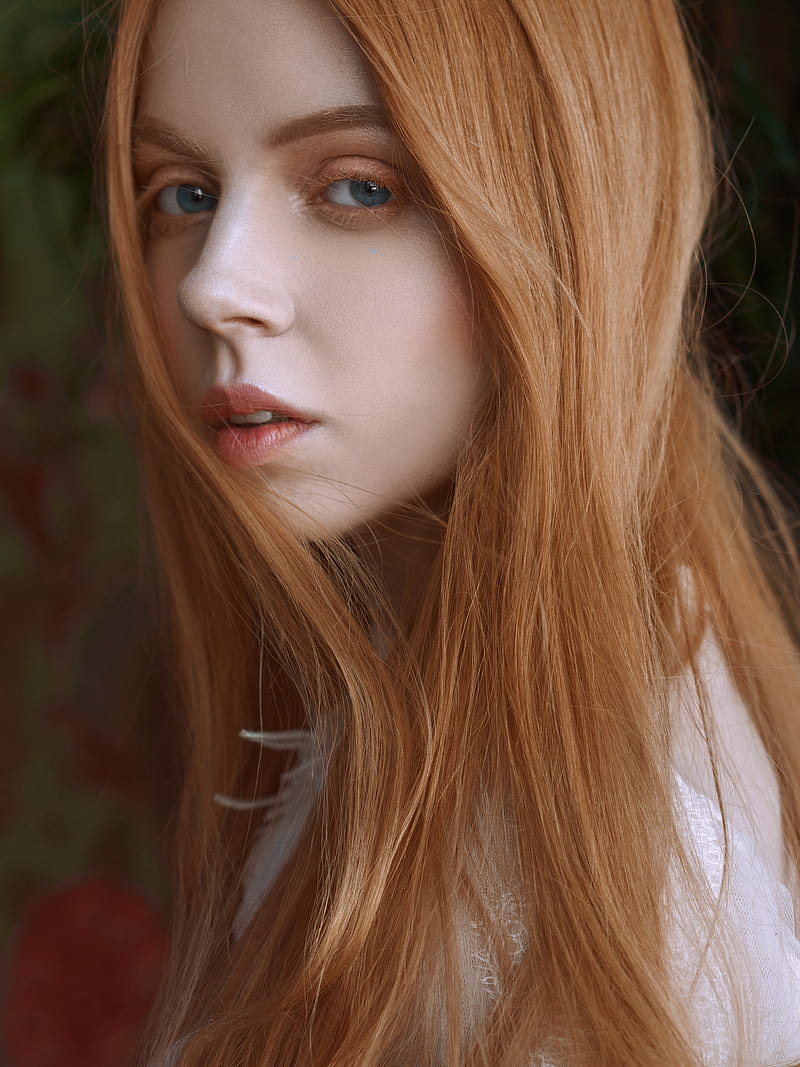 portrait, women, model, face, blue eyes, redhead, pale, HD phone wallpaper
