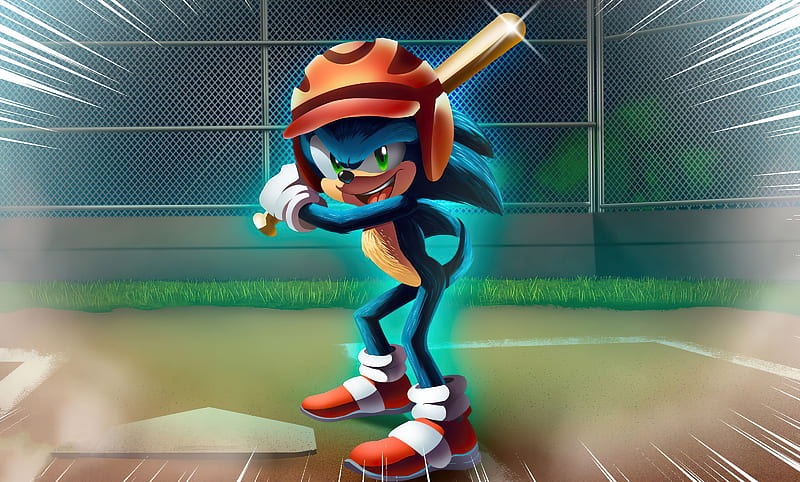 Sonic playing baseball, HD wallpaper