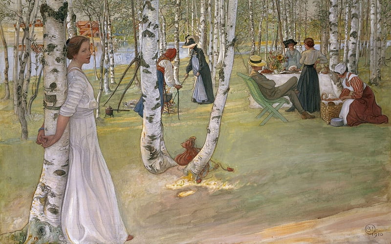 swedish artist, carl larsson, 1910, watercolor, HD wallpaper