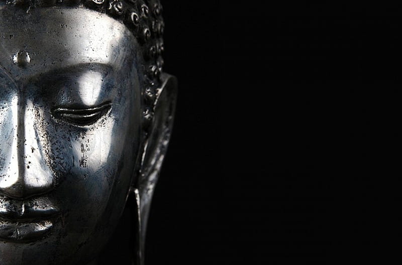 Serenity, calm, silence, buddha, face, silver, HD wallpaper