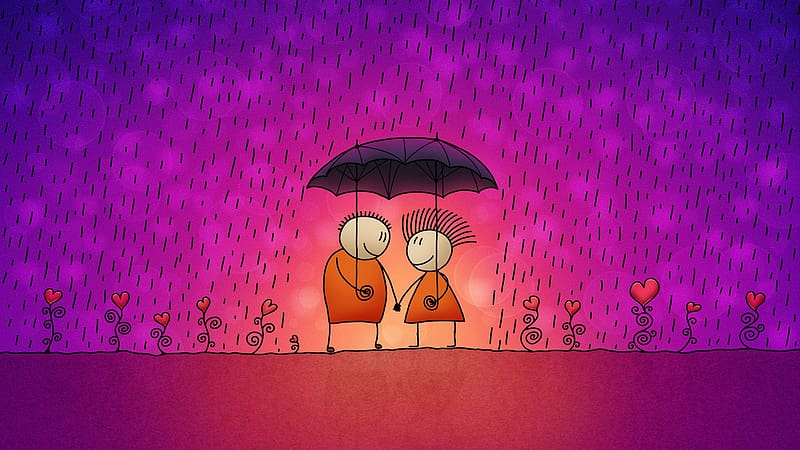 Funny Cartoon Love Couple In The Rain, , , Background, Cjnnb, HD wallpaper