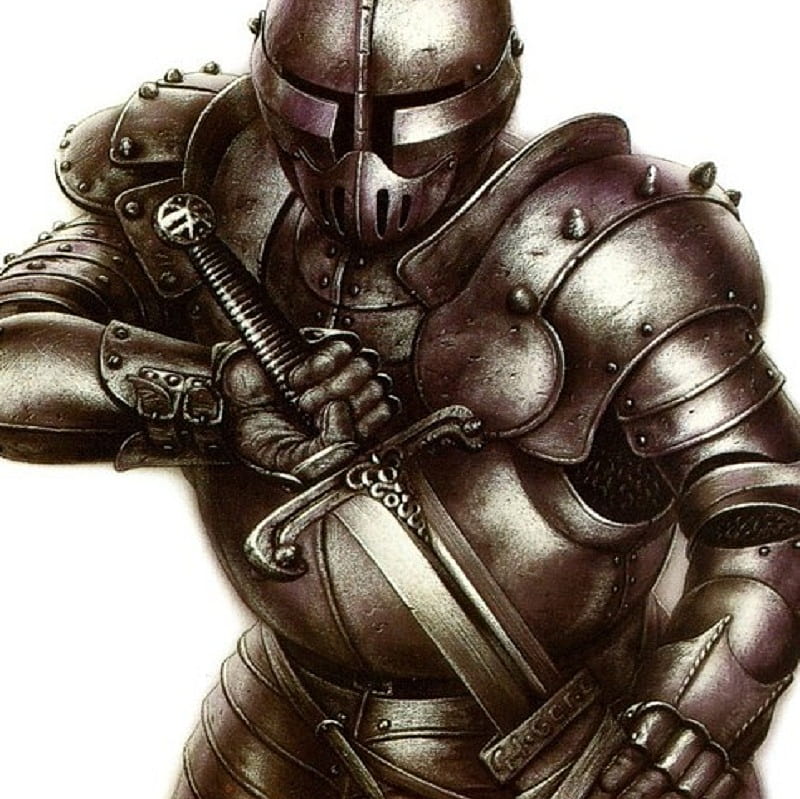 Mediaeval Tank, character, fantasy, helmet, figure, sword, knight, armour, HD wallpaper