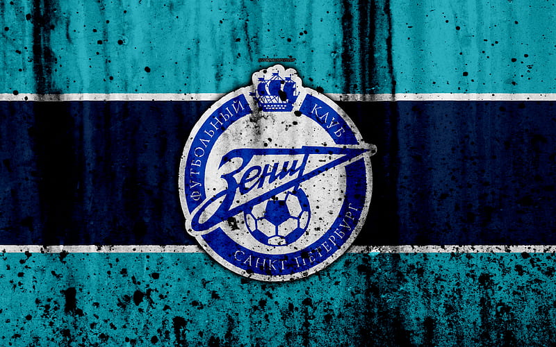 FC Zenit, grunge, Russian Premier League, art, soccer, football club, Russia, Zenit Saint Petersburg, logo, stone texture, Zenit FC, HD wallpaper