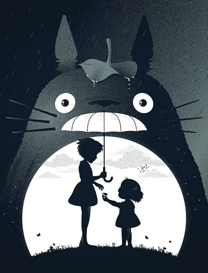My Neighbor Totoro , anime, hayao miyazaki, my neighbor totoro, rain, studio ghibli, HD phone wallpaper