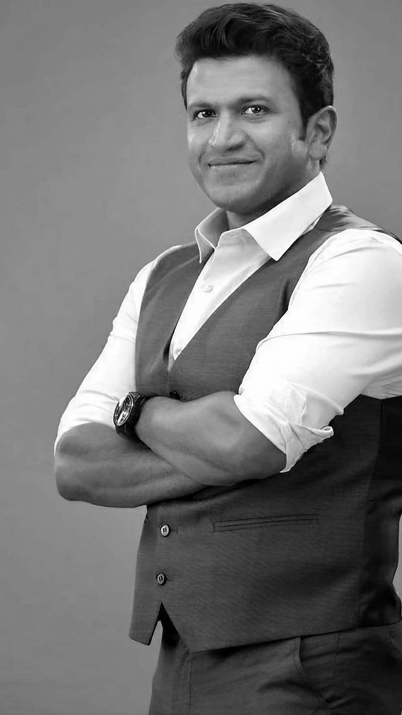 Puneeth Rajkumar , Black And White, indian actor, puneeth appu, HD phone wallpaper
