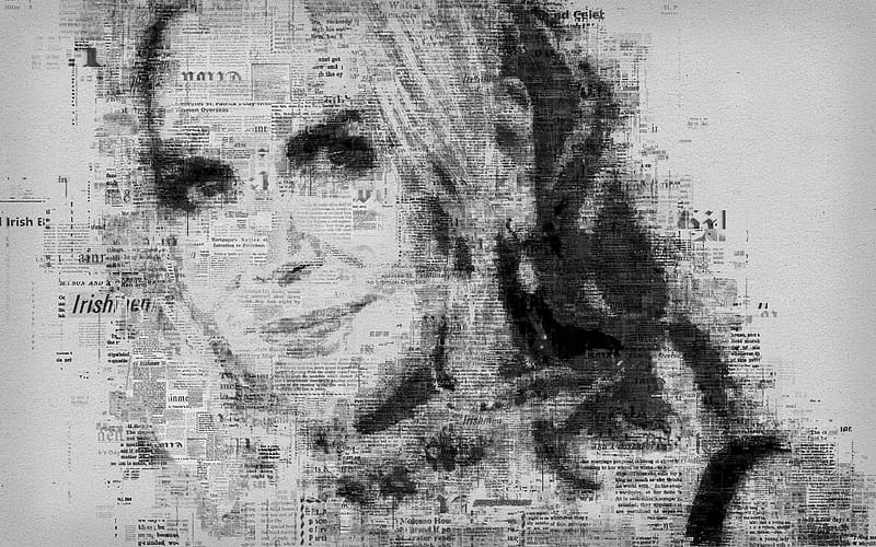 Nicole Kidman, Australian actress portrait, newspaper art, face, portrait of letters, typography, HD wallpaper