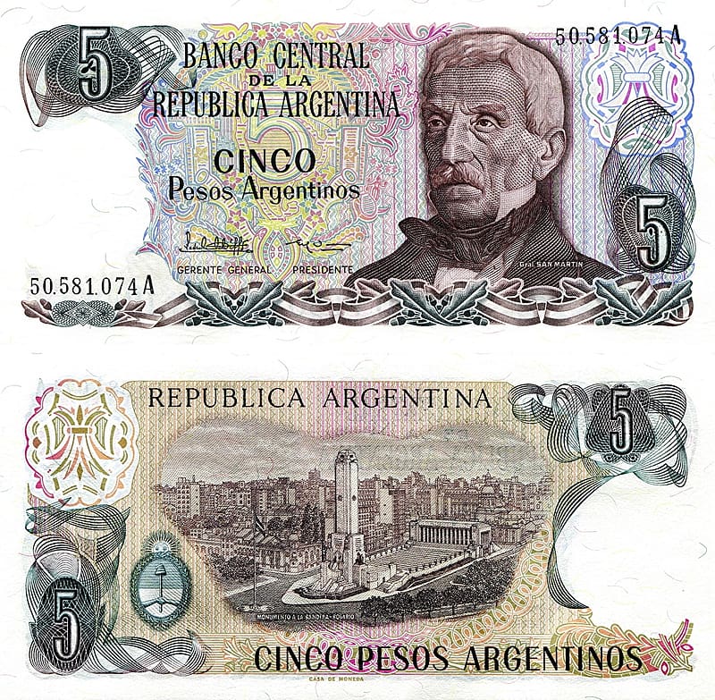 Argentina 5 Pesos Argentinos, Argentina, Notaphily, Banknotes, 5 Pesos Argentinos, HD wallpaper