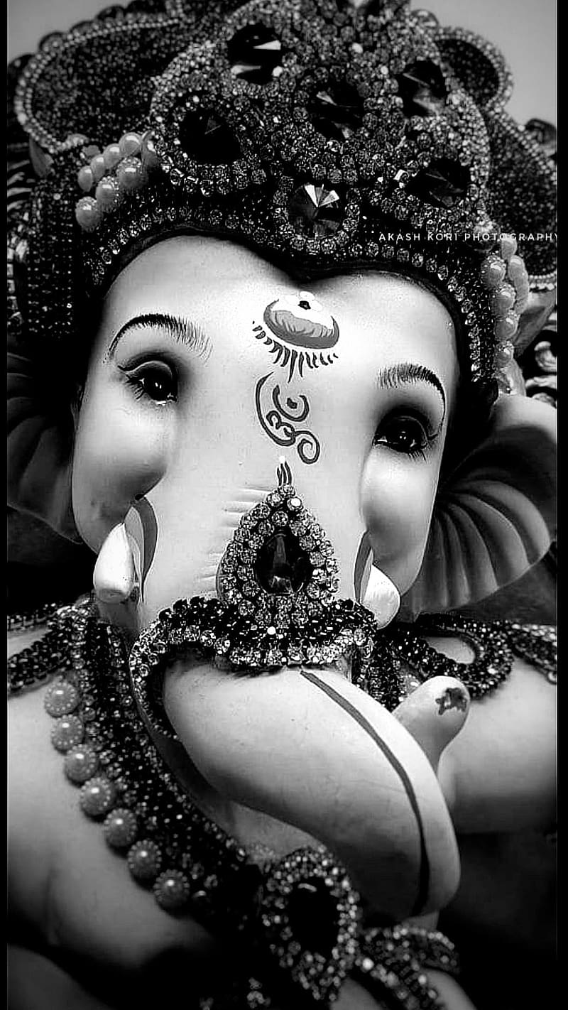Ganesh Bhagwan, Black And White, lord, god, bappa, HD phone wallpaper
