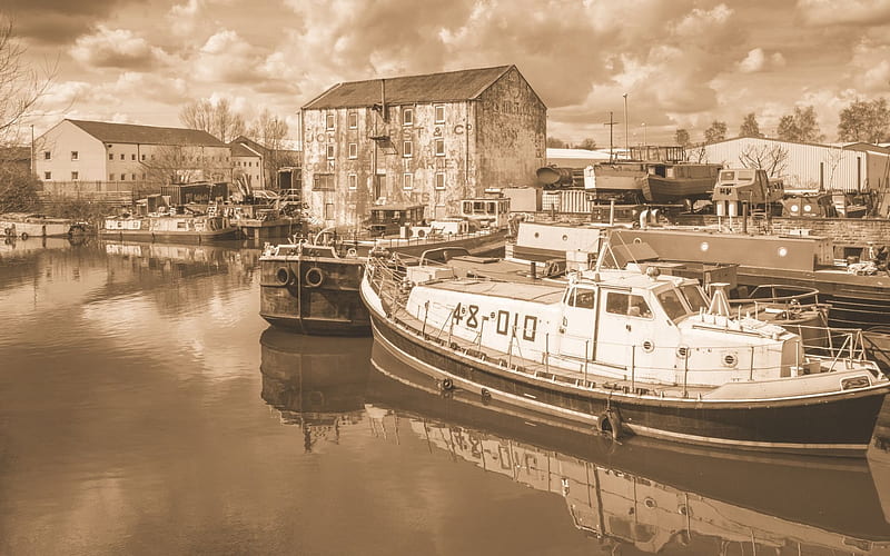 boat, river, pier, yorkshire, HD wallpaper