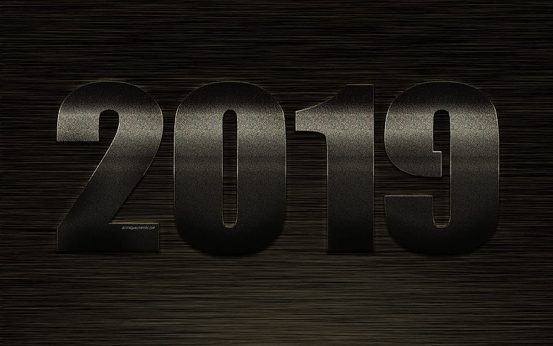 2019 year, New Year, stylish numbers, brown metal background, steel texture, 2019 concepts, creative art, HD wallpaper
