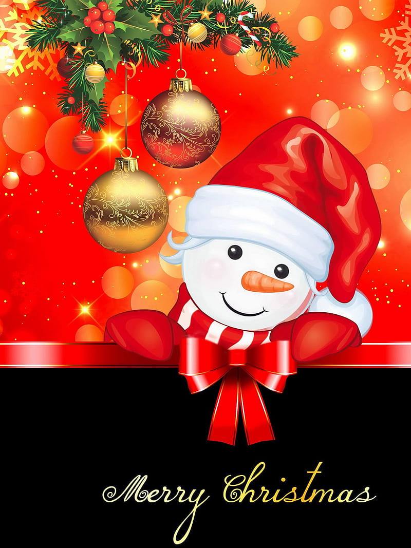 Merry christmas, greetings, snow man, winter holidays, HD phone wallpaper