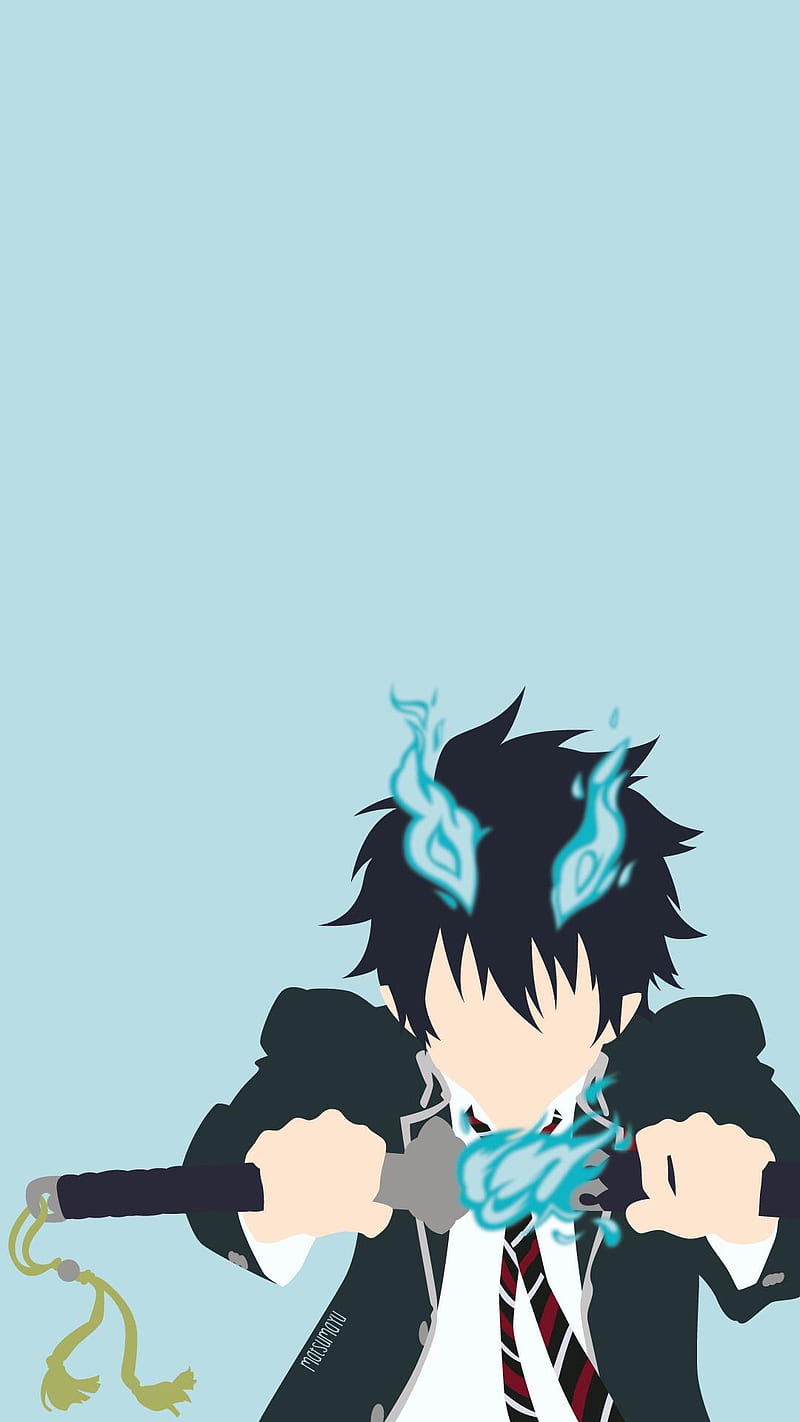 Okumura Rin, Blue Exorcist, anime, simple background, HD phone wallpaper