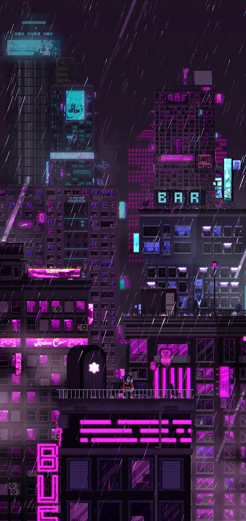 2D Pixel Art CYBERPUNK Backgrounds, 2D Building