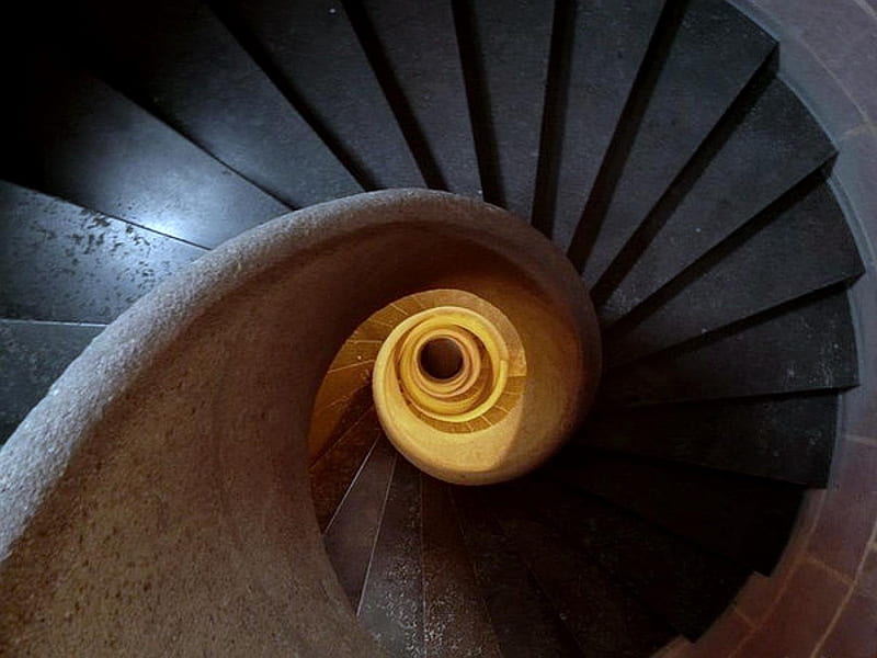 Stairway to Apartment 666, descending, Descent, Spiral, Stone Stairs, Architectural Detail, Spiral Stairs, HD wallpaper