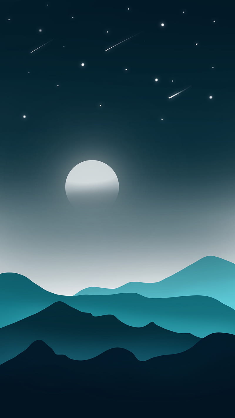 Minimalist Forest Moon Night Clouds Scenery 4K Wallpaper iPhone HD Phone  #9320f