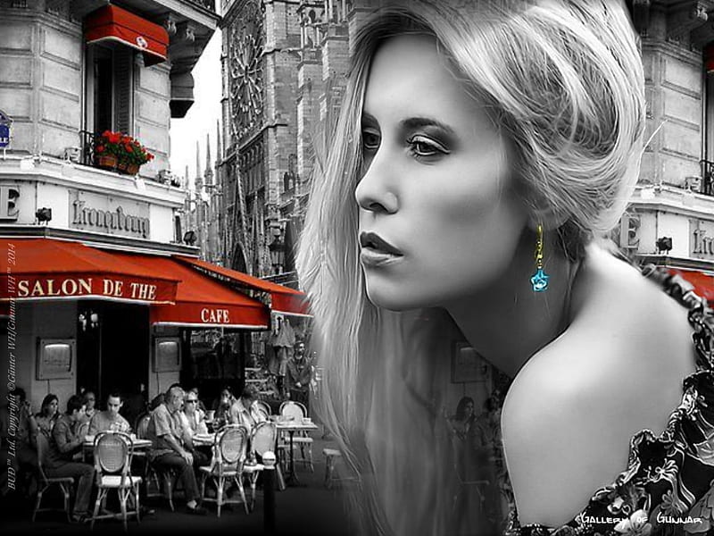 Morning in the City, city, coffee, bistro, girl, HD wallpaper