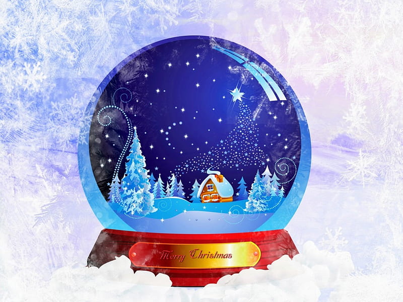 Merry Christmas, Snow, Snow Globe, Winter, HD wallpaper