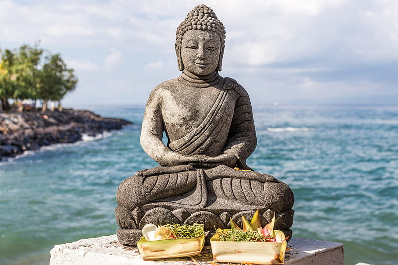 Gautama Buddha with two basket of foods, HD wallpaper