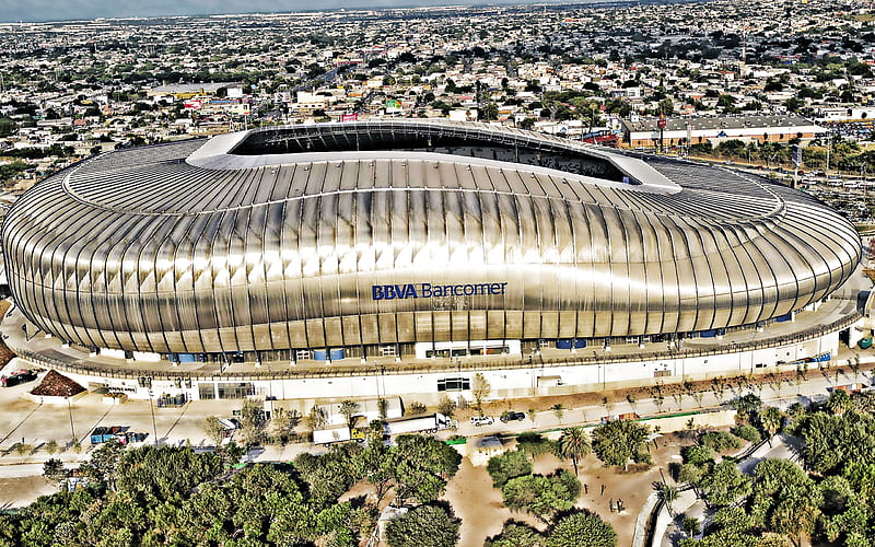 Estadio BBVA Bancomer, Mexican football stadium, Monterrey stadium, Guadalupe, Nuevo Leon, Mexico, side view, exterior, sports arena, El Gigante de Acero, HD wallpaper