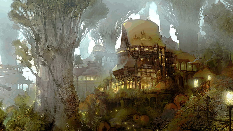Final Fantasy XIV Elvish Forest House Final Fantasy XIV Games, HD wallpaper