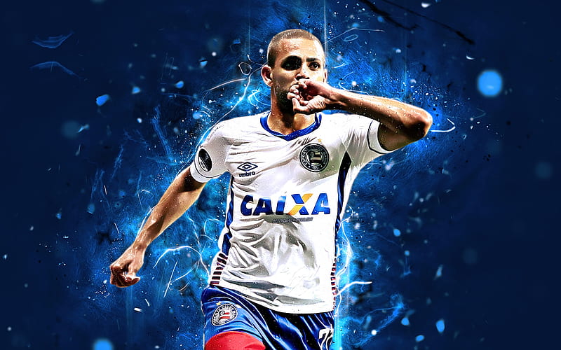 Clayton, brazilian footballer, EC Bahia, soccer, Brazilian Serie A, Bahia FC, neon lights, Brazil, HD wallpaper