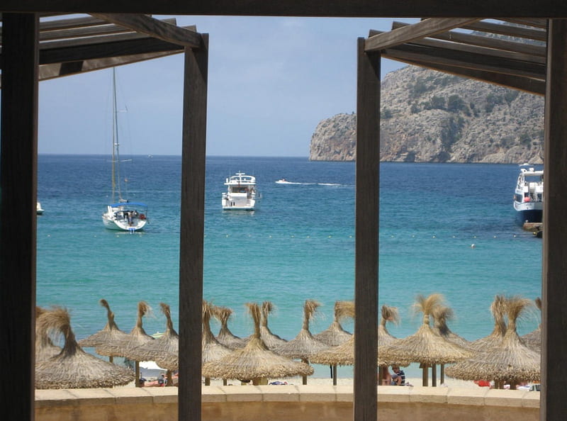 Mallorca, boats, sand, sun, water, holiday, beaches, ocean, nature, HD wallpaper