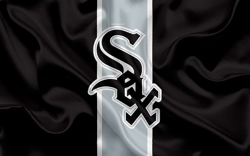 Chicago White Sox, , logo, silk texture, american baseball club, black gray flag, emblem, MLB, Chicago, Illinois, USA, Major League Baseball for with resolution . High Quality, HD wallpaper