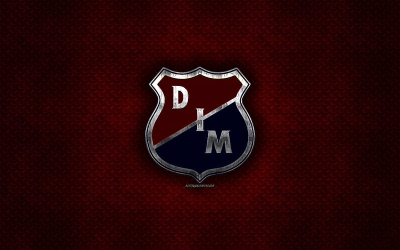 Deportivo Independiente Medellin, Colombian football club, red metal texture, metal logo, emblem, Medellin, Colombia, Liga Aguila, creative art, football, HD wallpaper