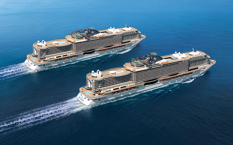 MSC Seaview, MSC Seaside cruise ship, sea, Seaside, MSC Cruises, HD wallpaper