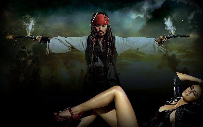 Do not look too long Girls because he is mine, fantasy, girl, love, johnny depp, dream, abstract, woman, pirate, HD wallpaper