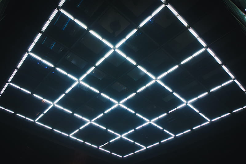 squares, neon, ceiling, glow, HD wallpaper